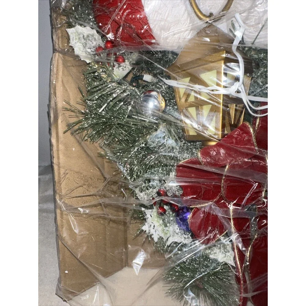 Thomas Kinkade A Most Enchanted Christmas Illuminated Santa Wreath 24''